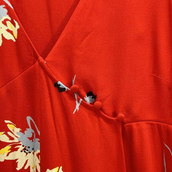 Free People Red Time On My Side S Wrap Mini Dress 3/4 Flutter Sleeves - Picture 4 of 12